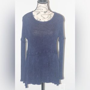 Vintage Havana Waffle Knit Peplum Top